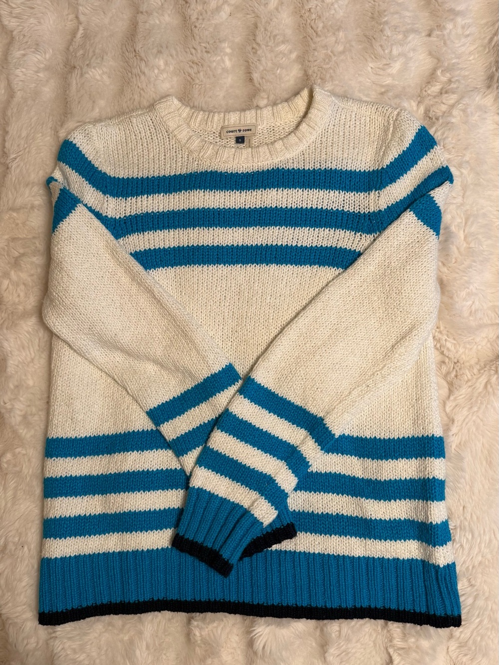 Court & Rowe Super Soft 100% Cotton Striped Sweater Size Small Coastal Preppy - Picture 6 of 8